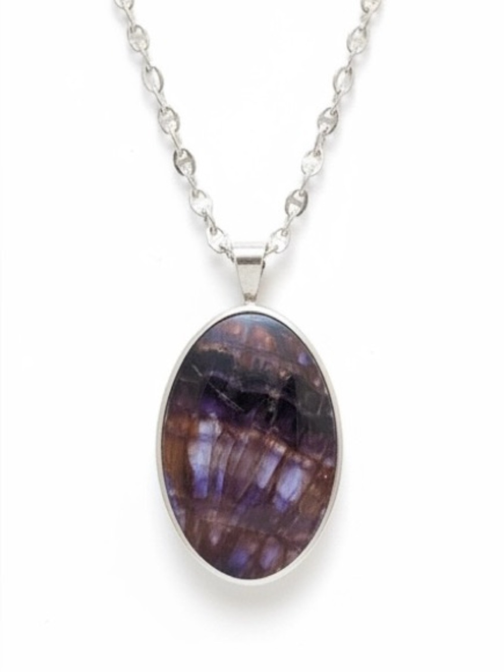 Ralph Weston Sheffield 1987 Sterling Silver Blue John Fluorite Pendant